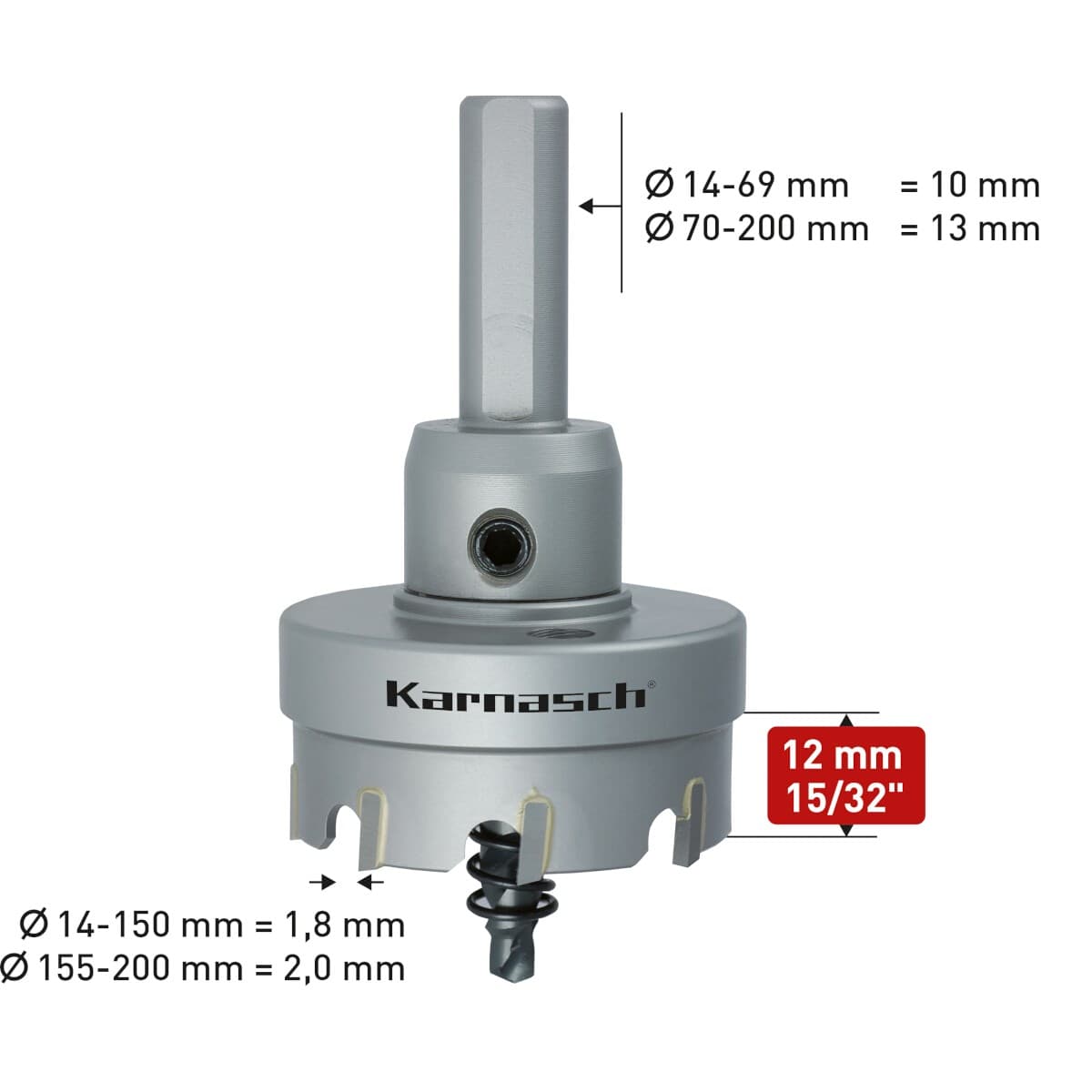 Твердосплавная коронка Karnasch EASY-CUT 5 Ø59х12 мм в сборе 20.1020-059