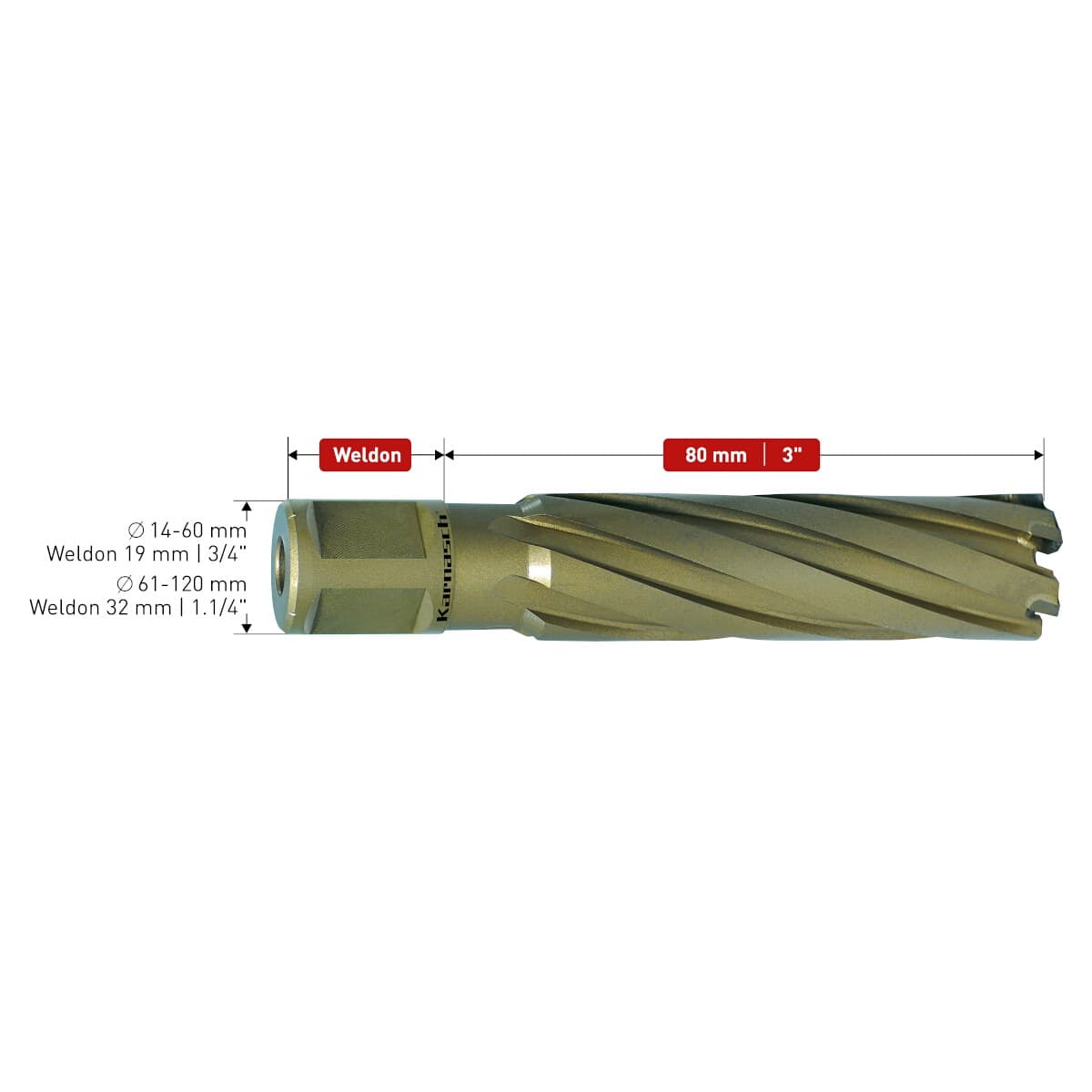 Корончатое сверло Karnasch HARD-LINE Ø32х80 мм 20.1650-032