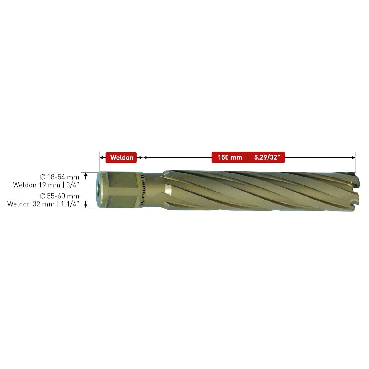 Корончатое сверло Karnasch HARD-LINE Ø56х150 мм 20.1665-056