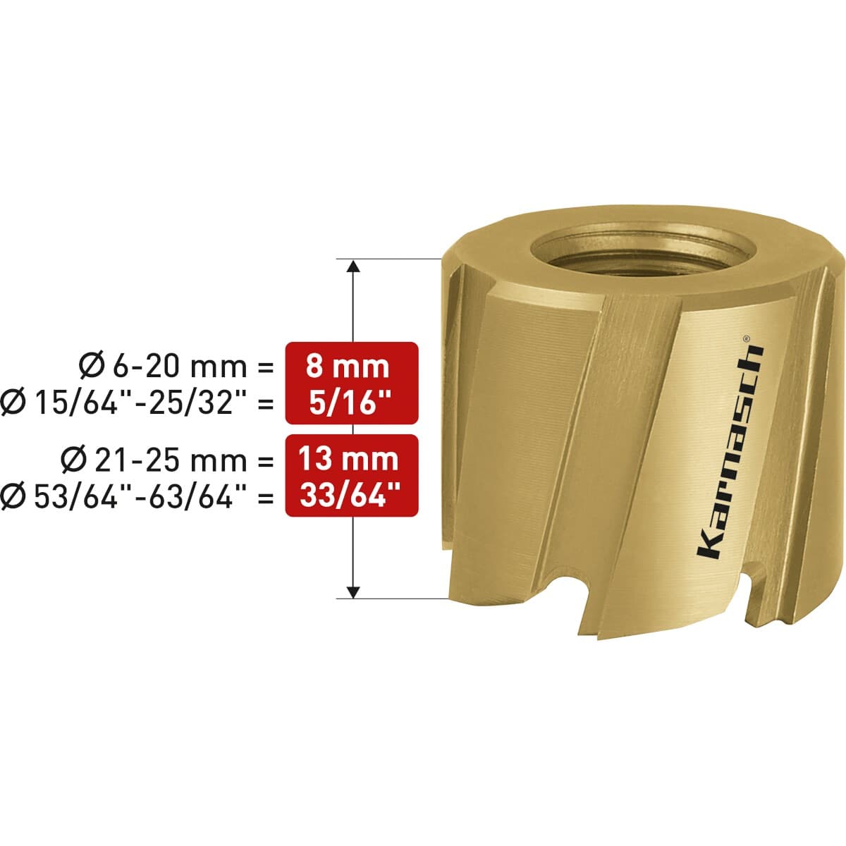 Коронка Karnasch MINI-CUT Ø12х8 мм HSS-M2 с покрытием TIN-Gold 21.1000-012