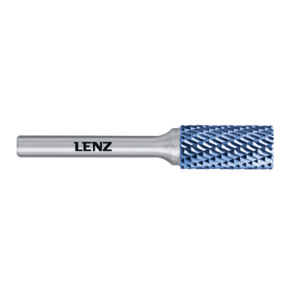 Борфреза LENZ, твердосплавный цилиндр с гладким торцом 6х18х6х50 покрытие Blue LZBA 065 C3