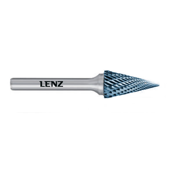Борфреза LENZ, твердосплавная, конус 6х20х6х50 покрытие Blue LZBM 030 C3