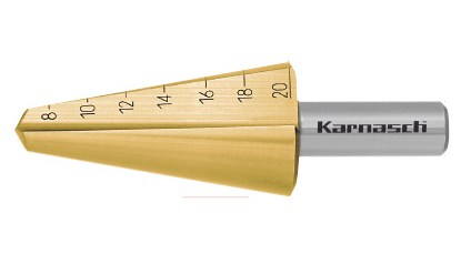 Коническое сверло Karnasch с покрытием TiN-GOLD ⌀8-20 мм двухзаходное 21.0037